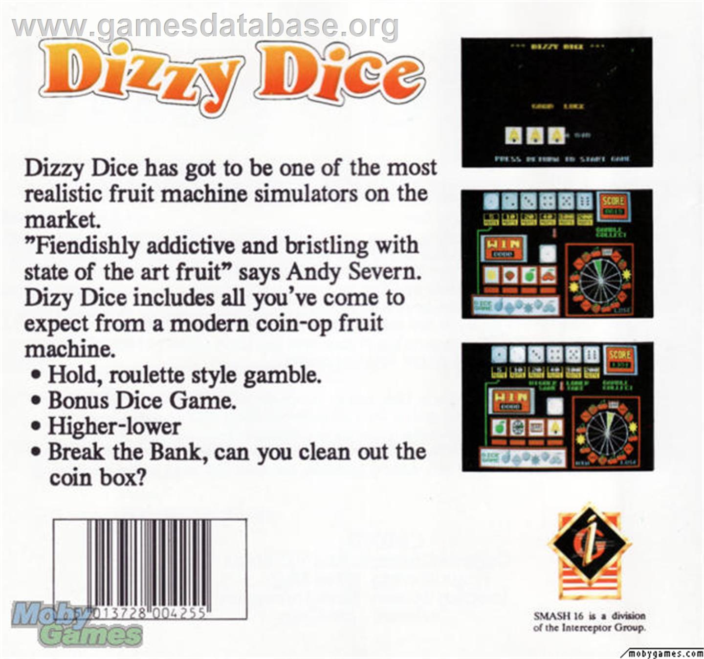 Dizzy Dice - Microsoft DOS - Artwork - Box Back