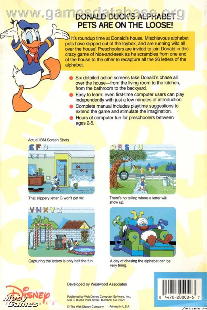 Donald's Alphabet Chase - Microsoft DOS - Artwork - Box Back