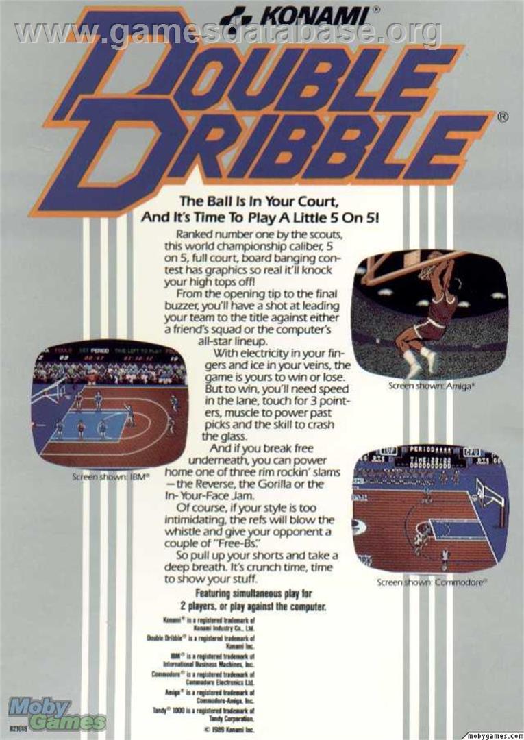 Double Dribble - Microsoft DOS - Artwork - Box Back