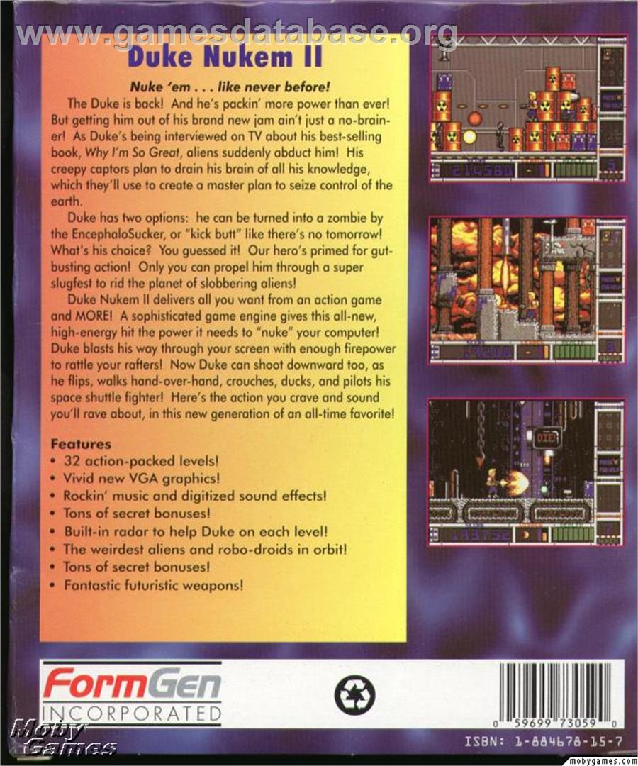 Duke Nukem 2 - Microsoft DOS - Artwork - Box Back