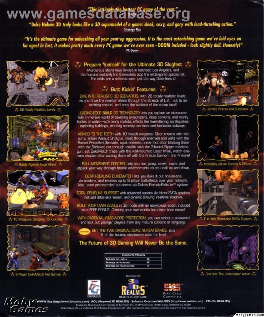 Duke Nukem 3D - Microsoft DOS - Artwork - Box Back