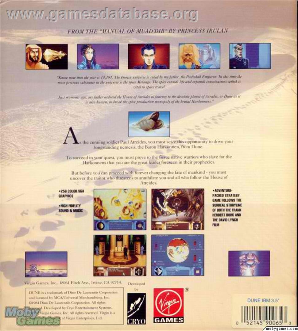 Dune - Microsoft DOS - Artwork - Box Back