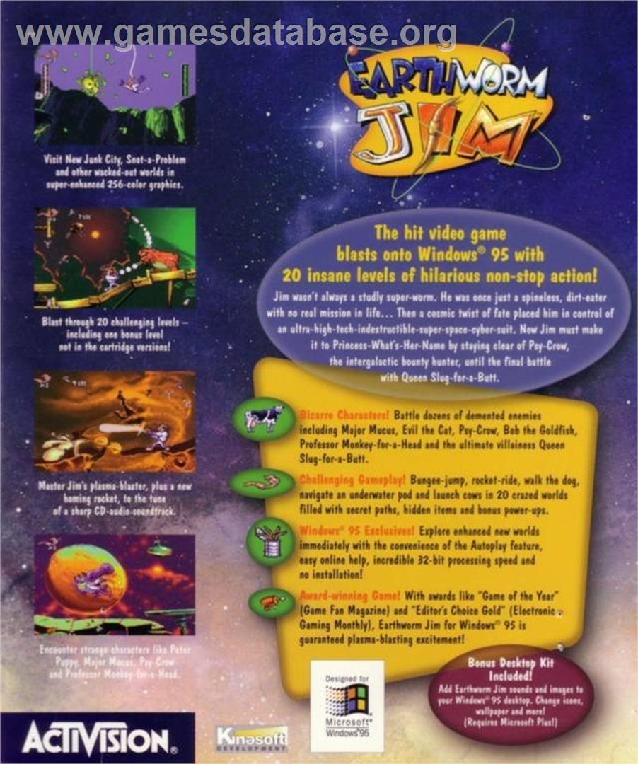 Earthworm Jim - Microsoft DOS - Artwork - Box Back