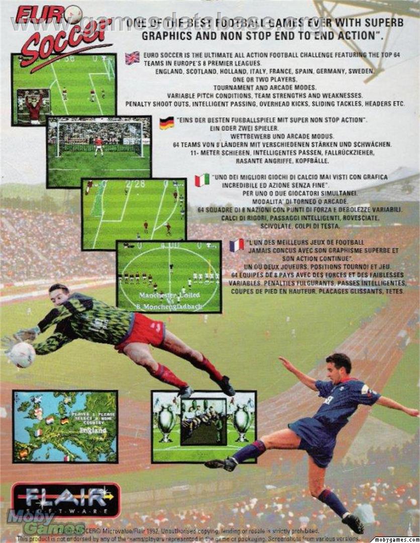 Euro Soccer - Microsoft DOS - Artwork - Box Back