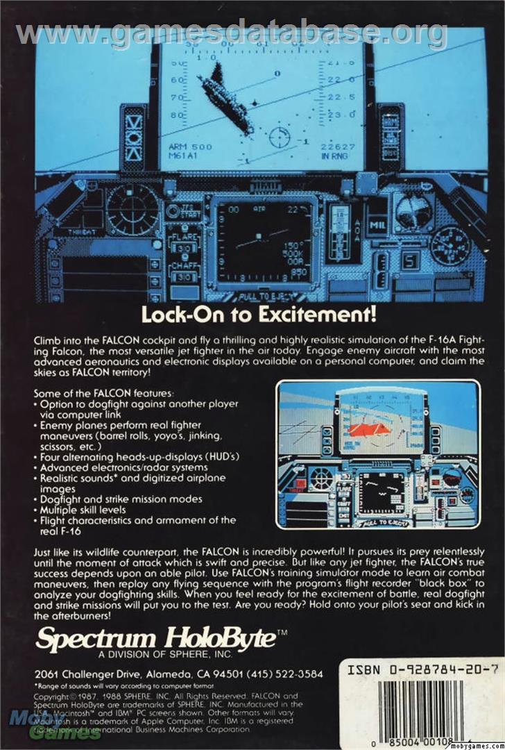 Falcon - Microsoft DOS - Artwork - Box Back