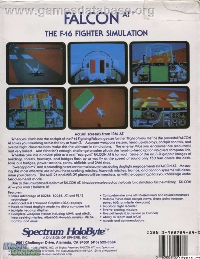 Falcon A.T. - Microsoft DOS - Artwork - Box Back
