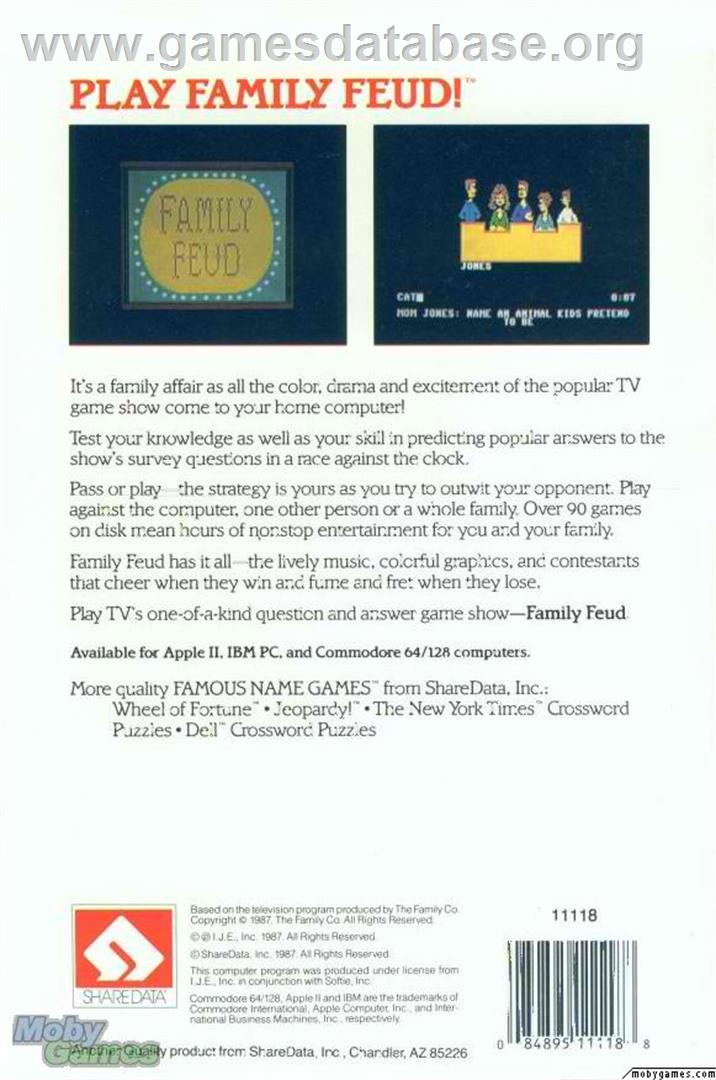 Family Feud - Microsoft DOS - Artwork - Box Back