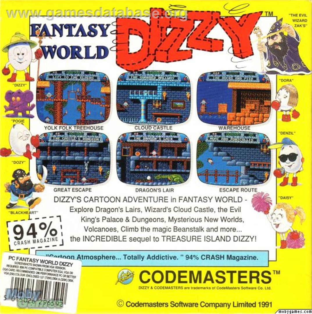 Fantasy World Dizzy - Microsoft DOS - Artwork - Box Back