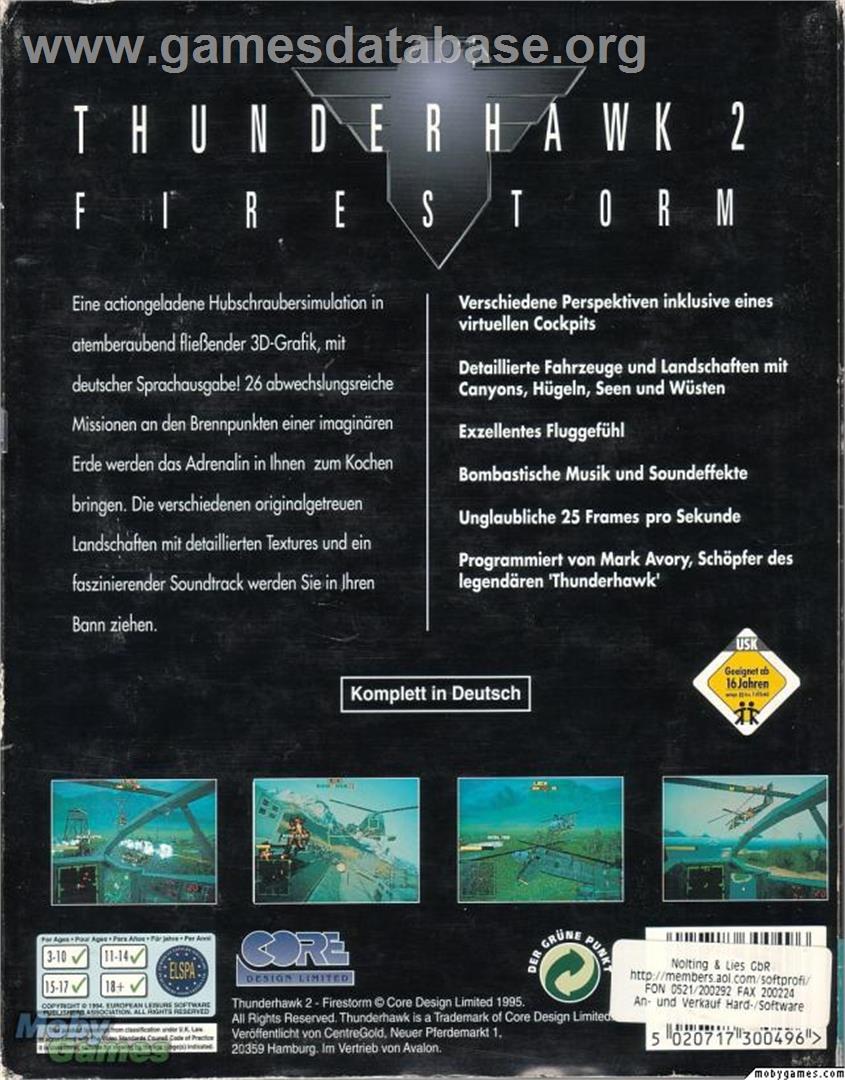 Firestorm - Thunderhawk 2 - Microsoft DOS - Artwork - Box Back