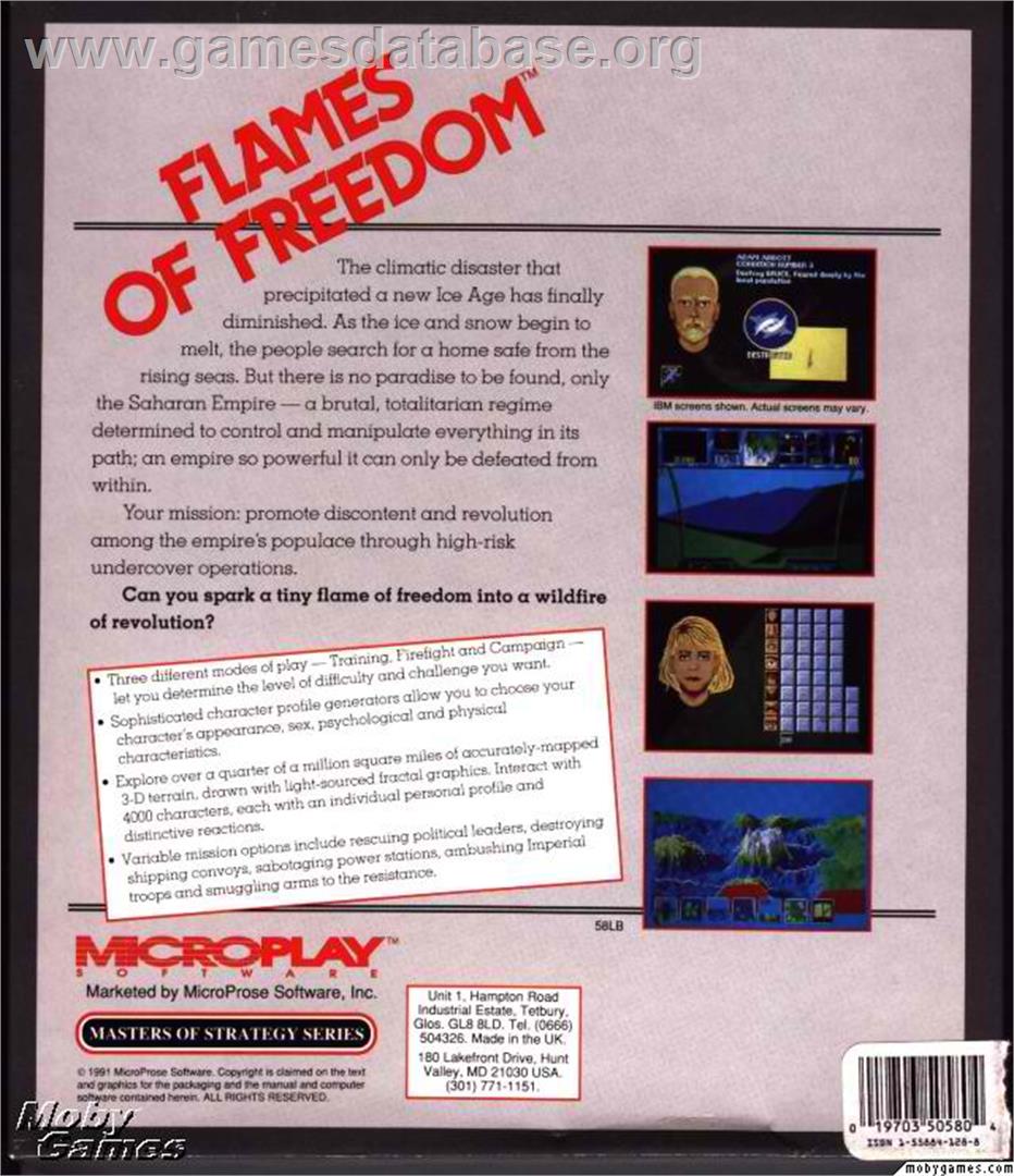 Flames of Freedom - Microsoft DOS - Artwork - Box Back