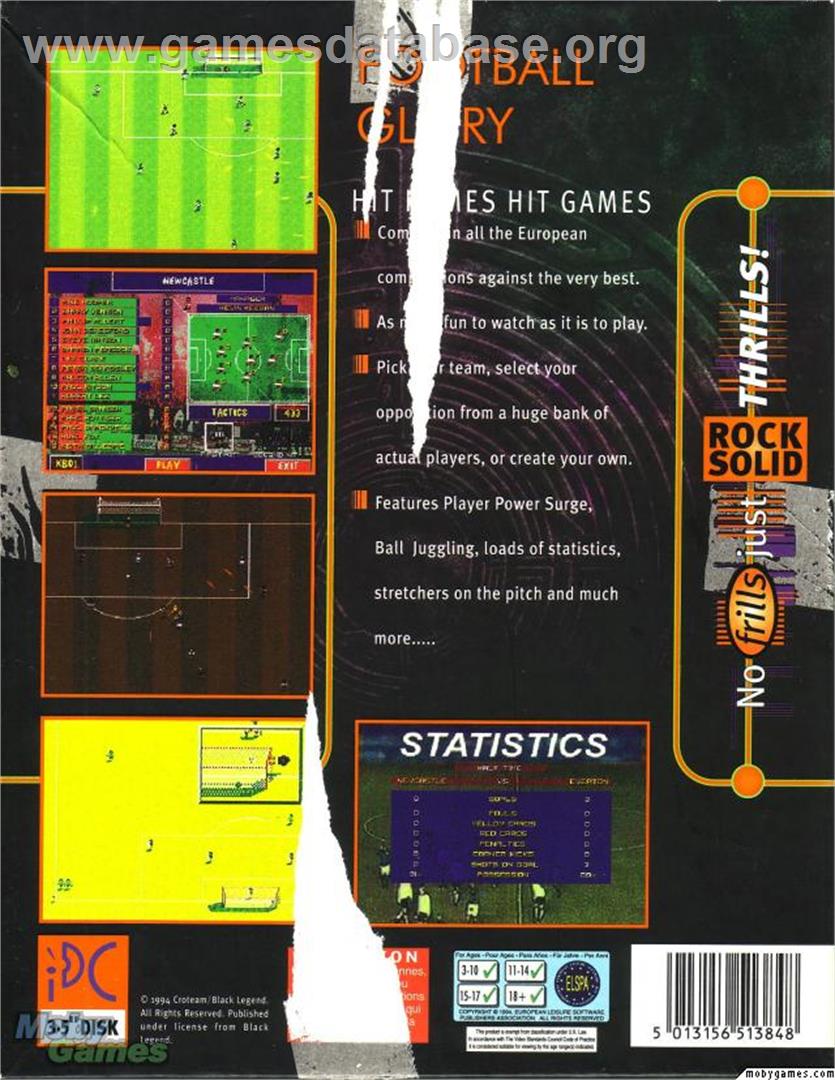 Football Glory - Microsoft DOS - Artwork - Box Back