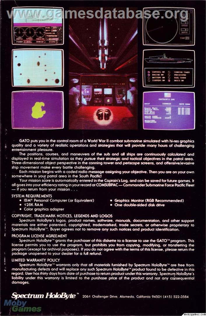 GATO - Microsoft DOS - Artwork - Box Back