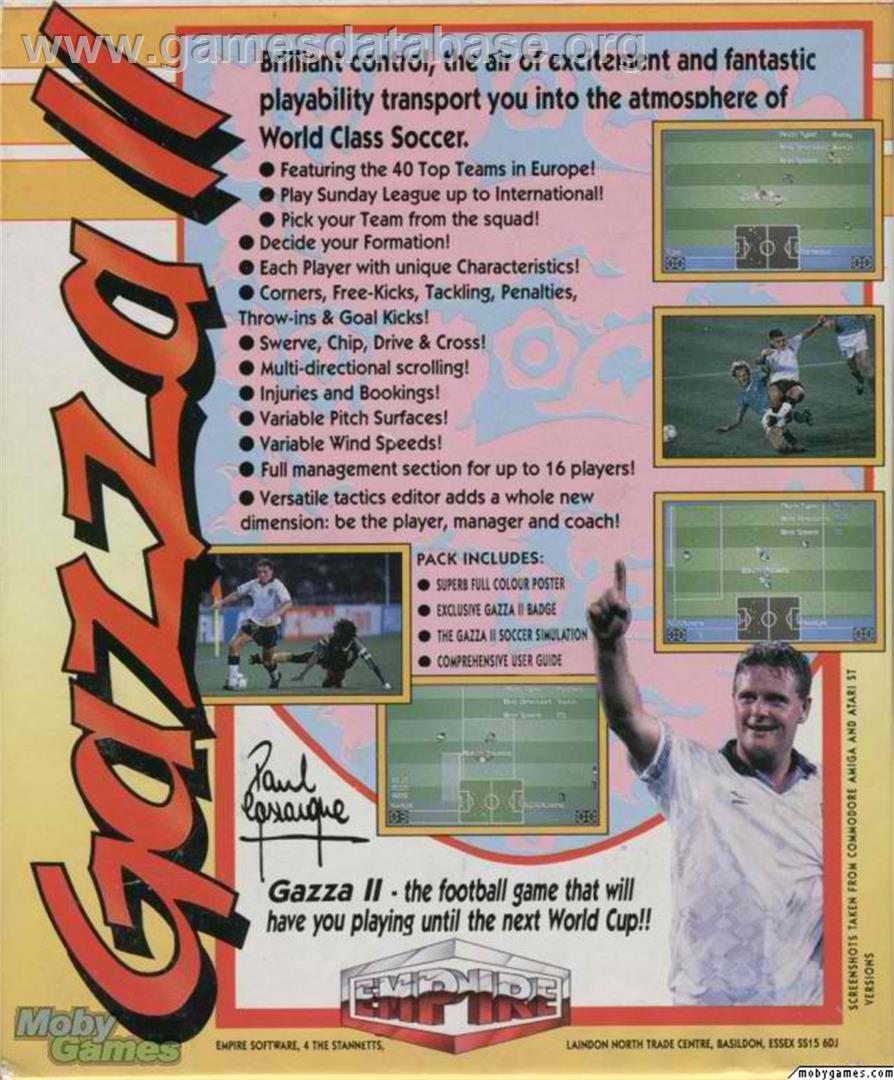 Gazza 2 - Microsoft DOS - Artwork - Box Back