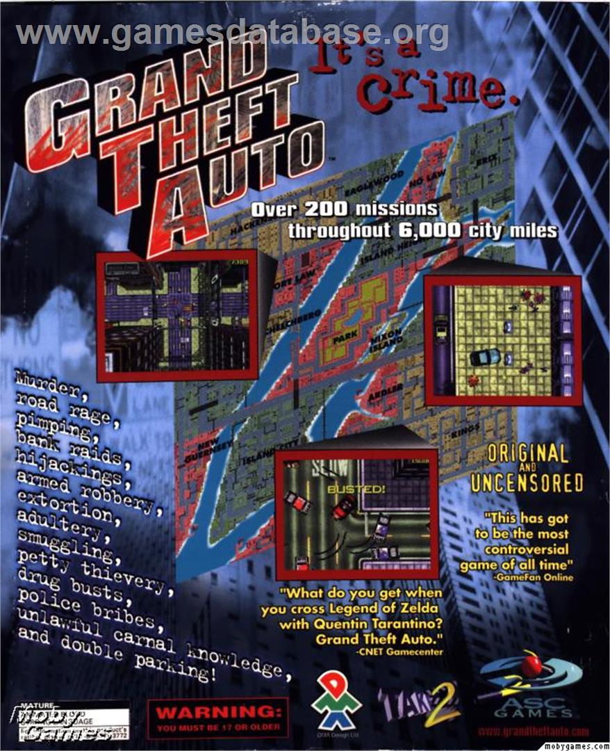 Grand Theft Auto - Microsoft DOS - Artwork - Box Back