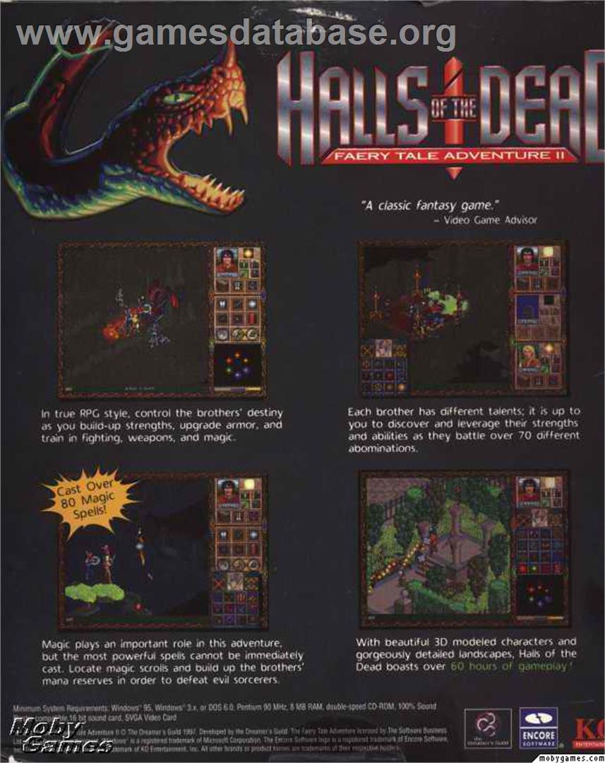 Halls Of The Dead - Faery Tale Adventure 2 - Microsoft DOS - Artwork - Box Back