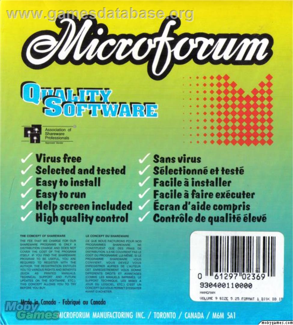 Hangman (Microforum) - Microsoft DOS - Artwork - Box Back