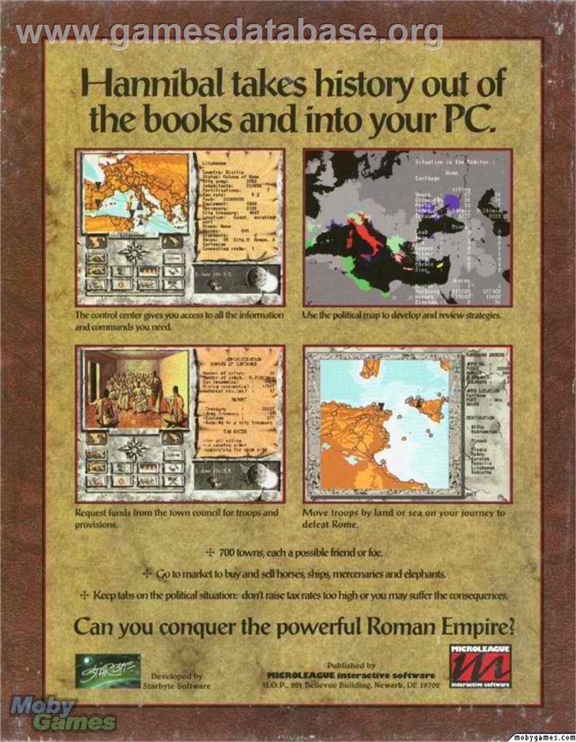 Hannibal - Microsoft DOS - Artwork - Box Back