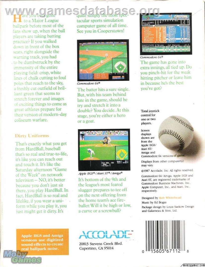 HardBall! - Microsoft DOS - Artwork - Box Back