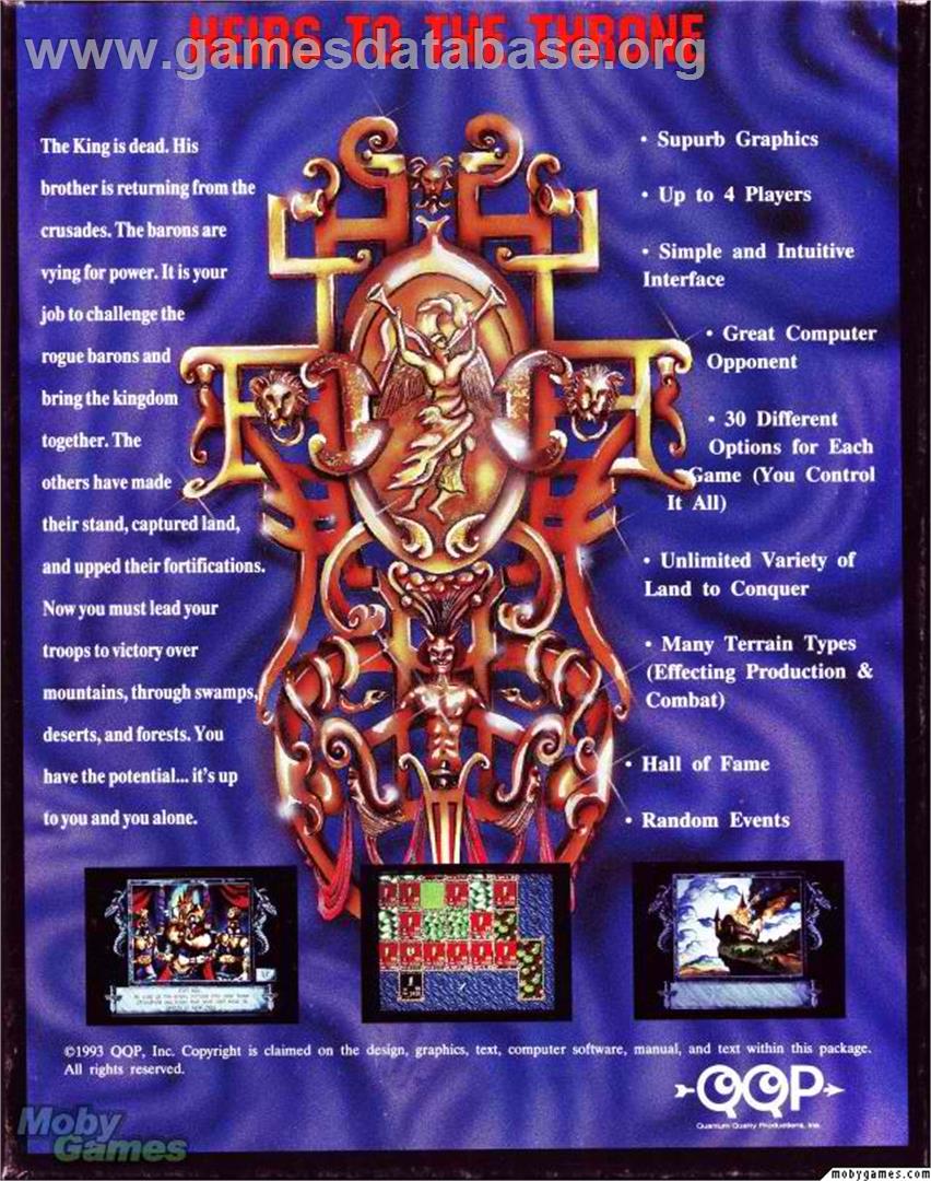 Heirs to the Throne - Microsoft DOS - Artwork - Box Back