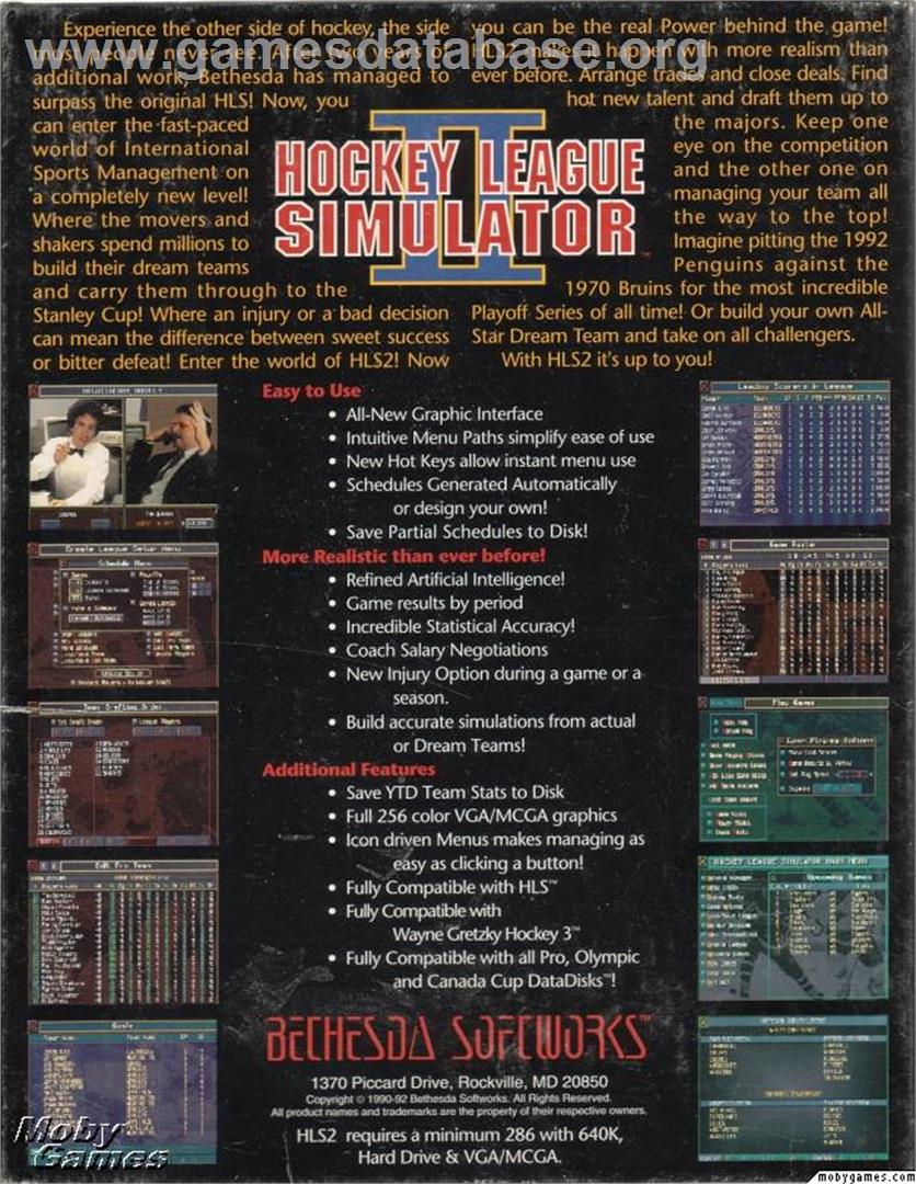 Hockey League Simulator 2 - Microsoft DOS - Artwork - Box Back