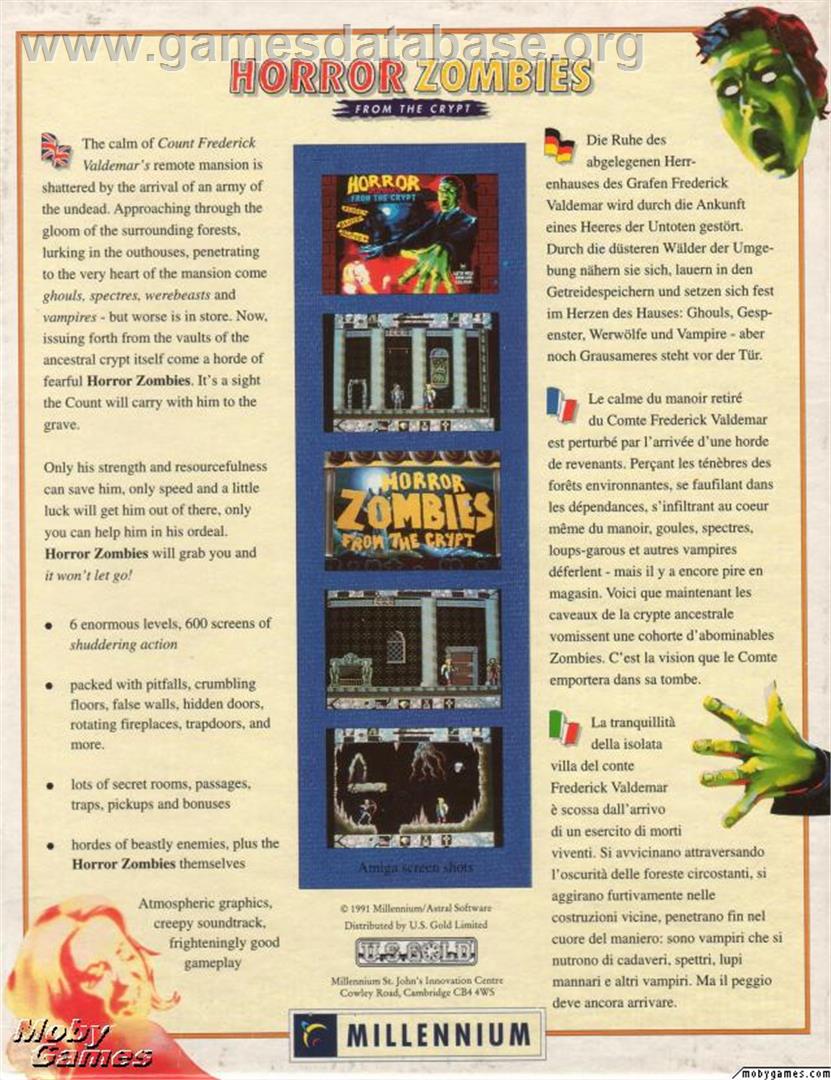 Horror Zombies from the Crypt - Microsoft DOS - Artwork - Box Back