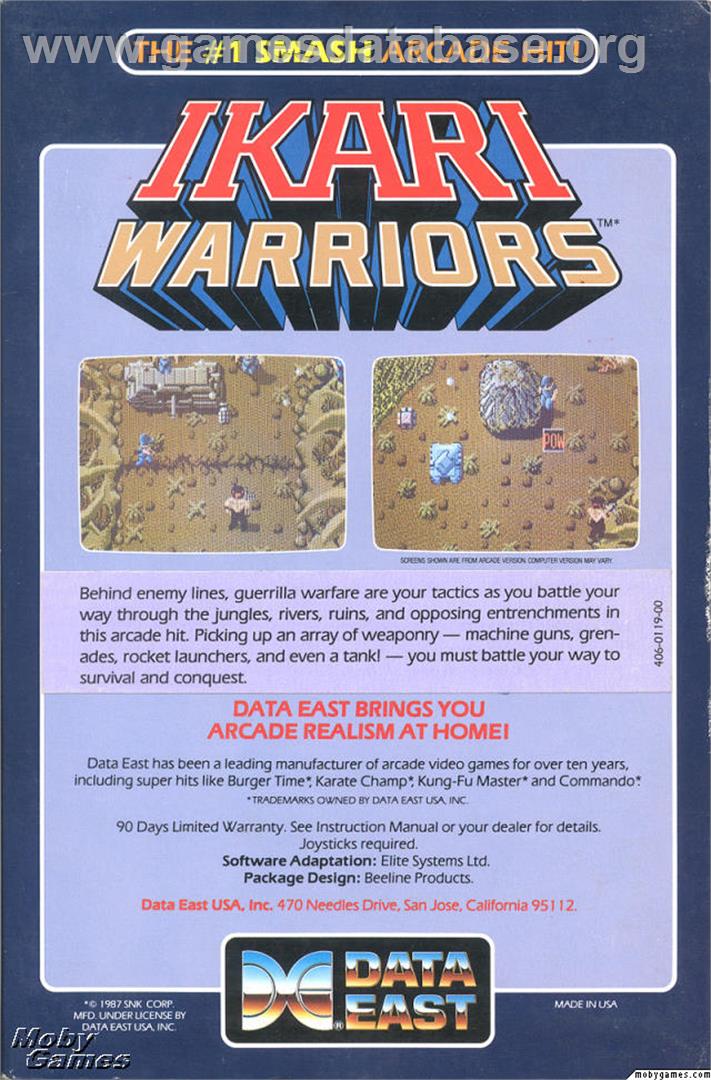 Ikari Warriors - Microsoft DOS - Artwork - Box Back