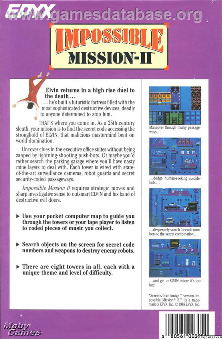 Impossible Mission II - Microsoft DOS - Artwork - Box Back
