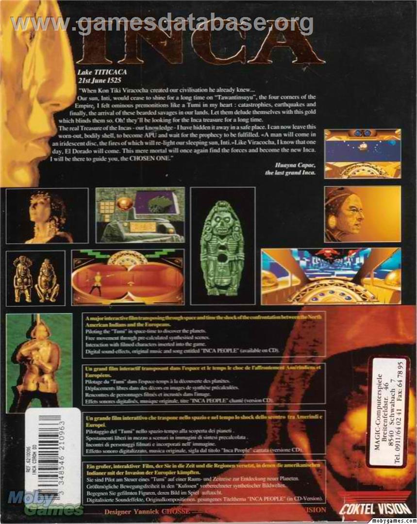 Inca (1992) - Microsoft DOS - Artwork - Box Back