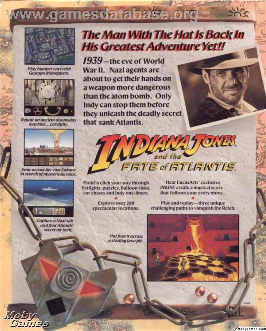 Indiana Jones And The Fate Of Atlantis - Microsoft DOS - Artwork - Box Back