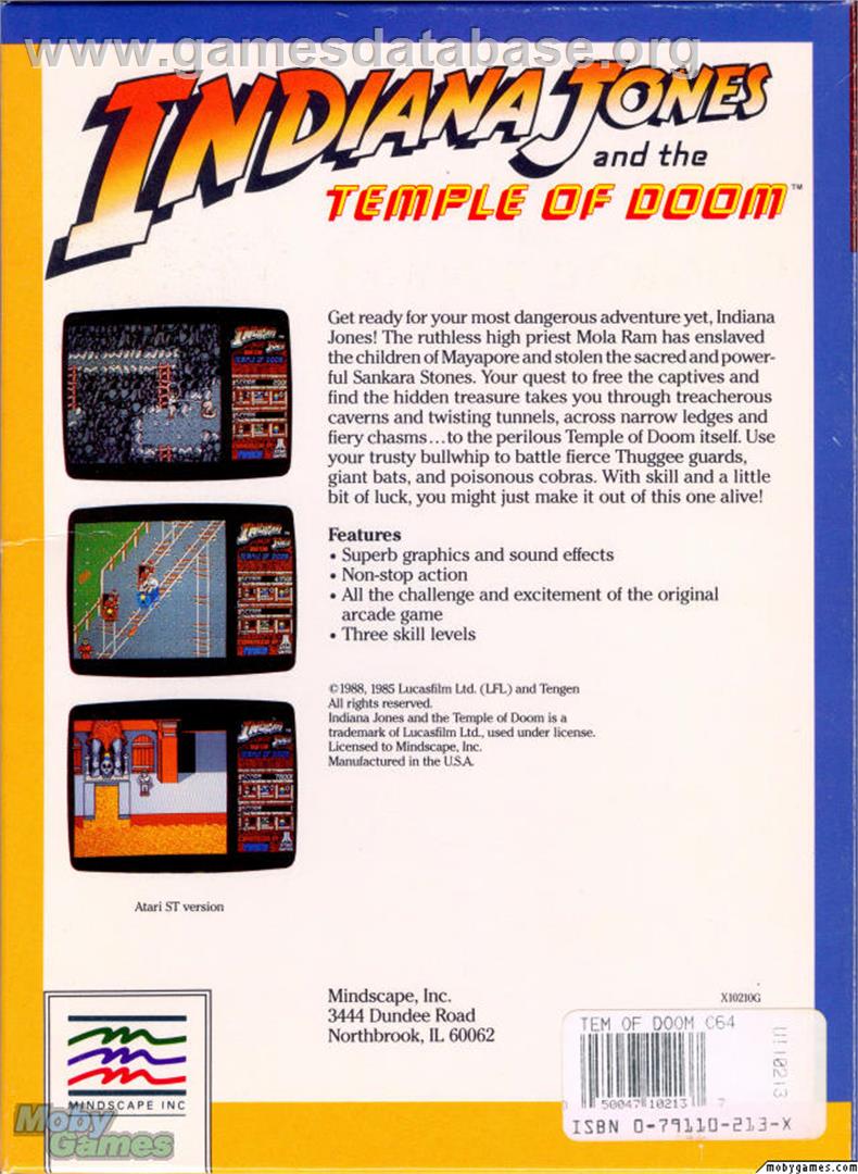 Indiana Jones And The Temple Of Doom - Microsoft DOS - Artwork - Box Back