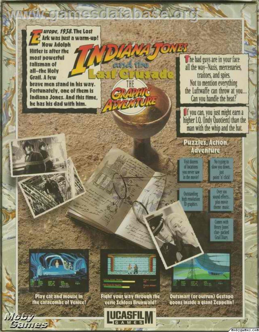 Indiana Jones and The Last Crusade - Microsoft DOS - Artwork - Box Back