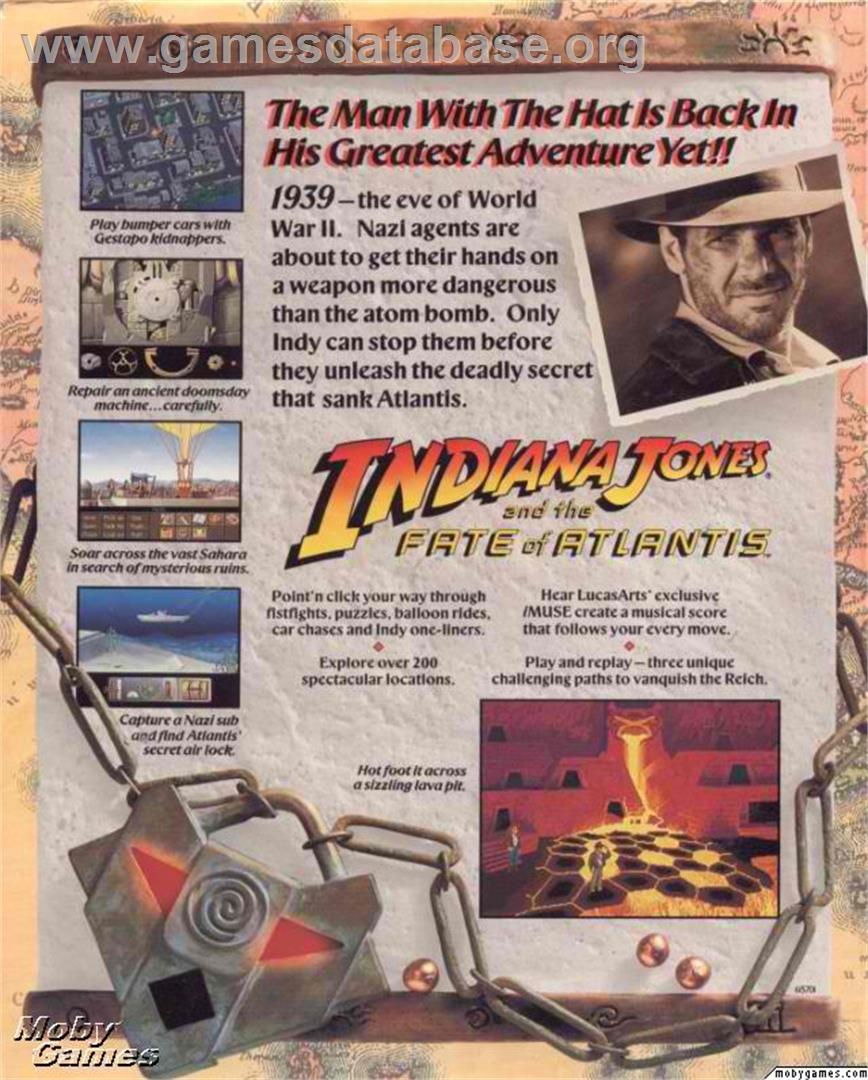 Indiana Jones and the Fate of Atlantis - Microsoft DOS - Artwork - Box Back