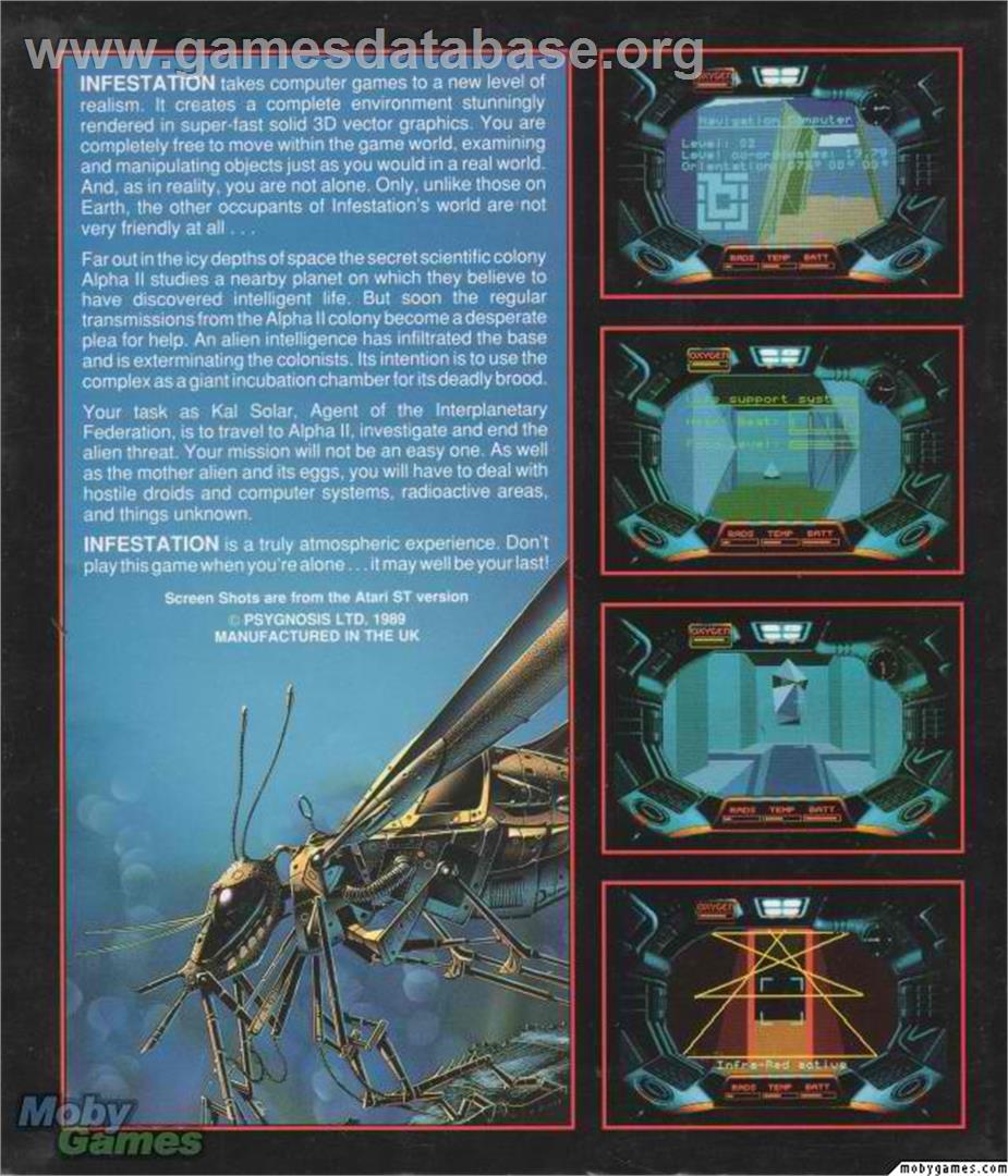 Infestation - Microsoft DOS - Artwork - Box Back