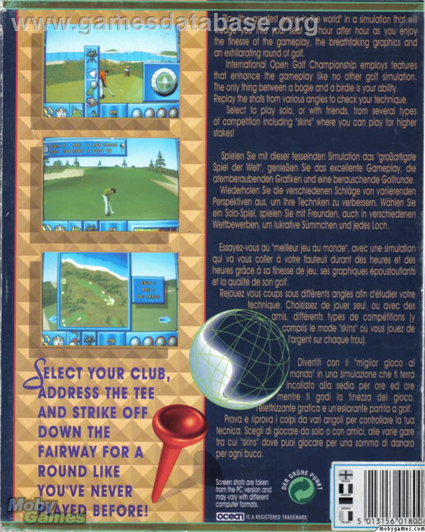 International Open Golf Championship - Microsoft DOS - Artwork - Box Back