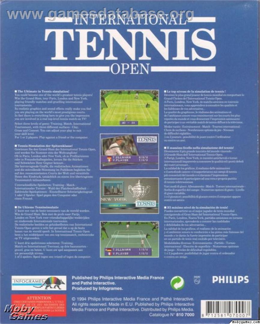 International Tennis Open - Microsoft DOS - Artwork - Box Back