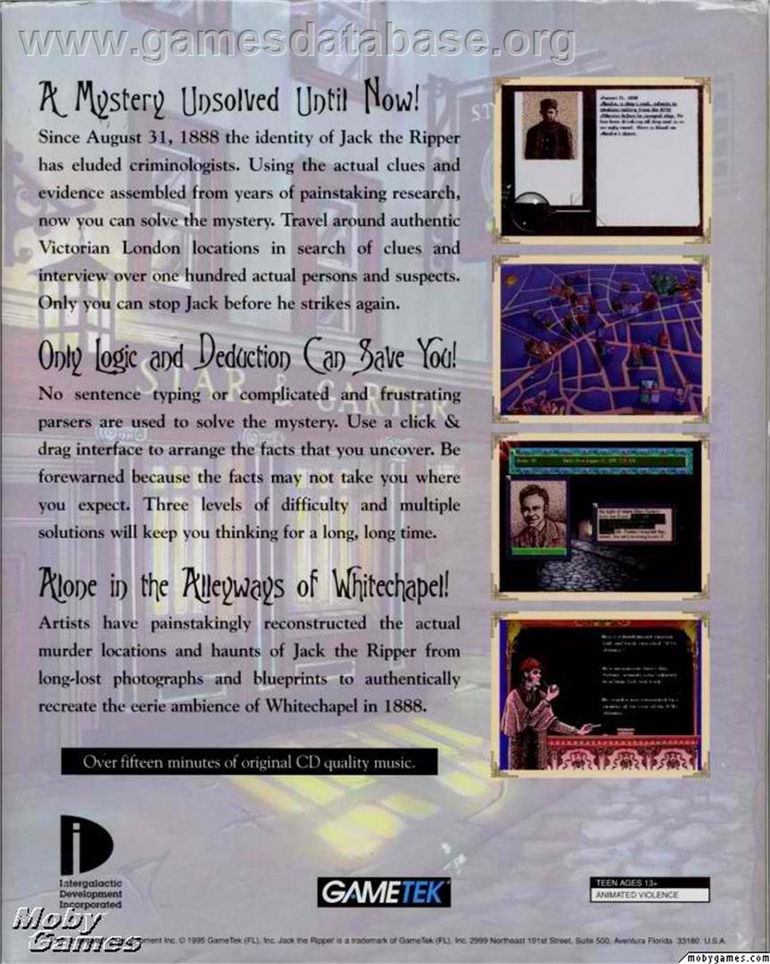 Jack the Ripper - Microsoft DOS - Artwork - Box Back