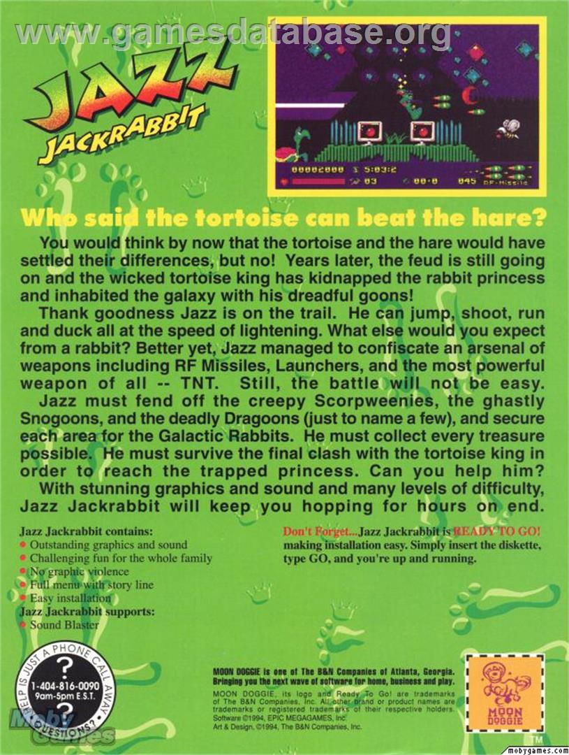 Jazz Jackrabbit - Microsoft DOS - Artwork - Box Back