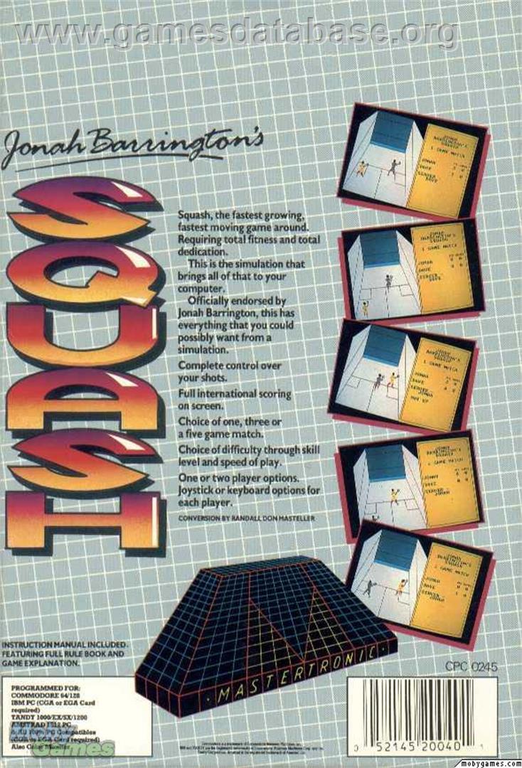 Jonah Barrington's Squash - Microsoft DOS - Artwork - Box Back