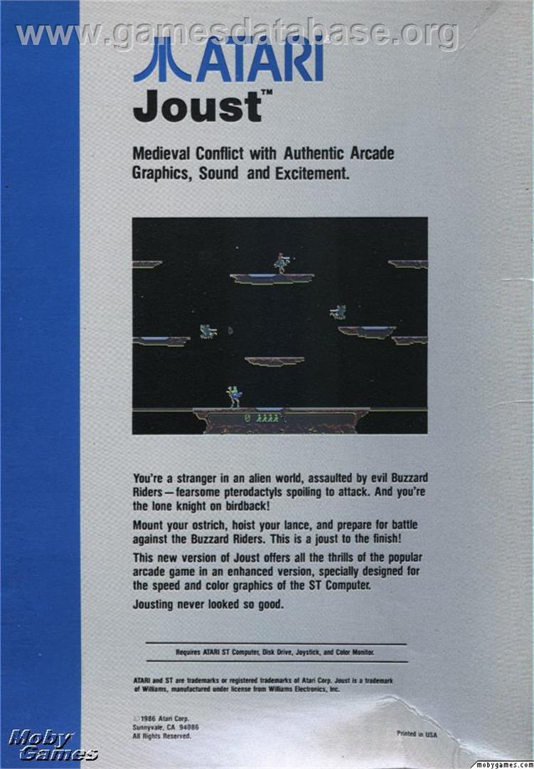 Joust - Microsoft DOS - Artwork - Box Back