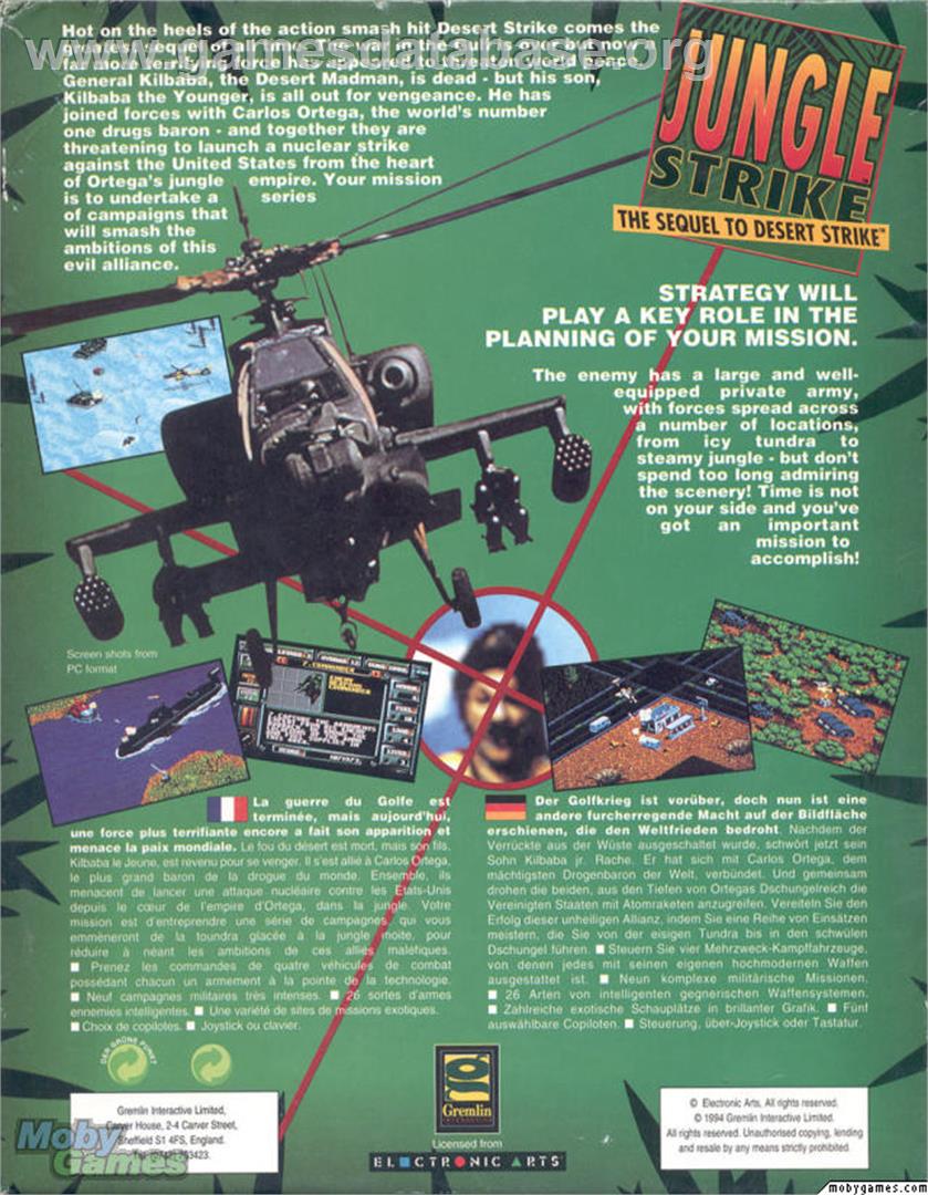 Jungle Strike - Microsoft DOS - Artwork - Box Back
