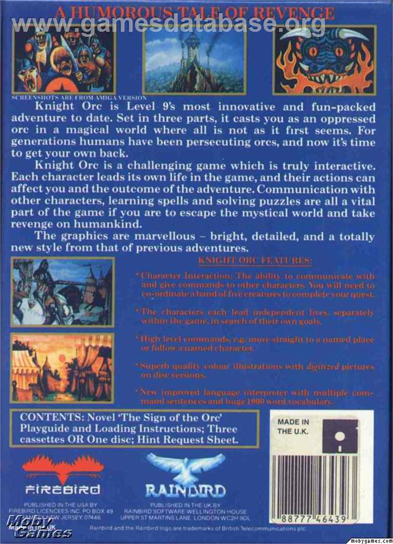 Knight Orc - Microsoft DOS - Artwork - Box Back