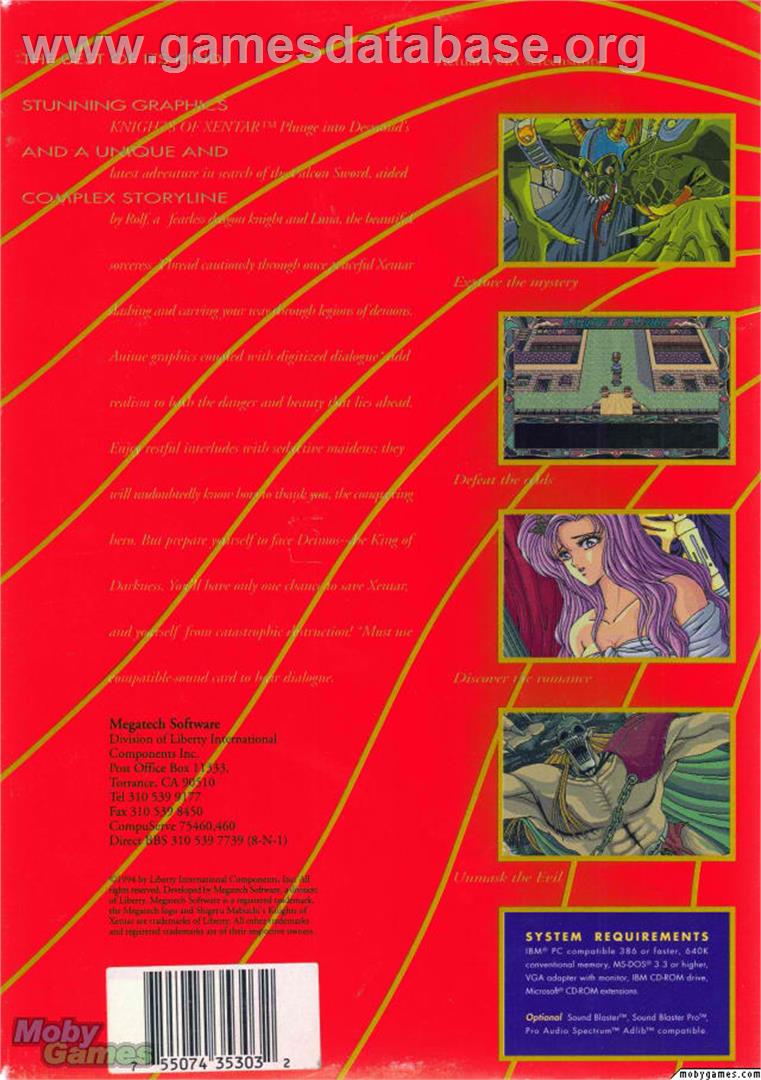 Knights of Xentar - Microsoft DOS - Artwork - Box Back