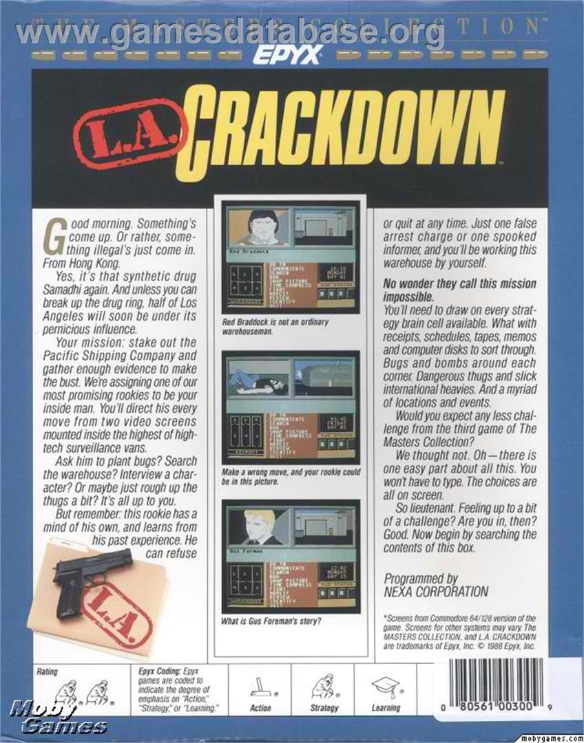L.A. Crackdown - Microsoft DOS - Artwork - Box Back