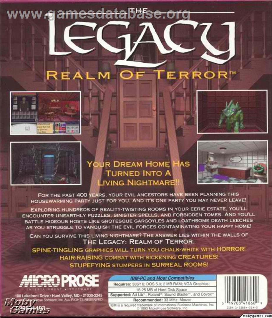 Legacy, The - Microsoft DOS - Artwork - Box Back