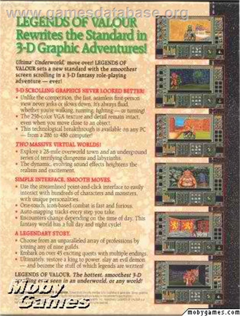 Legends of Valour - Microsoft DOS - Artwork - Box Back