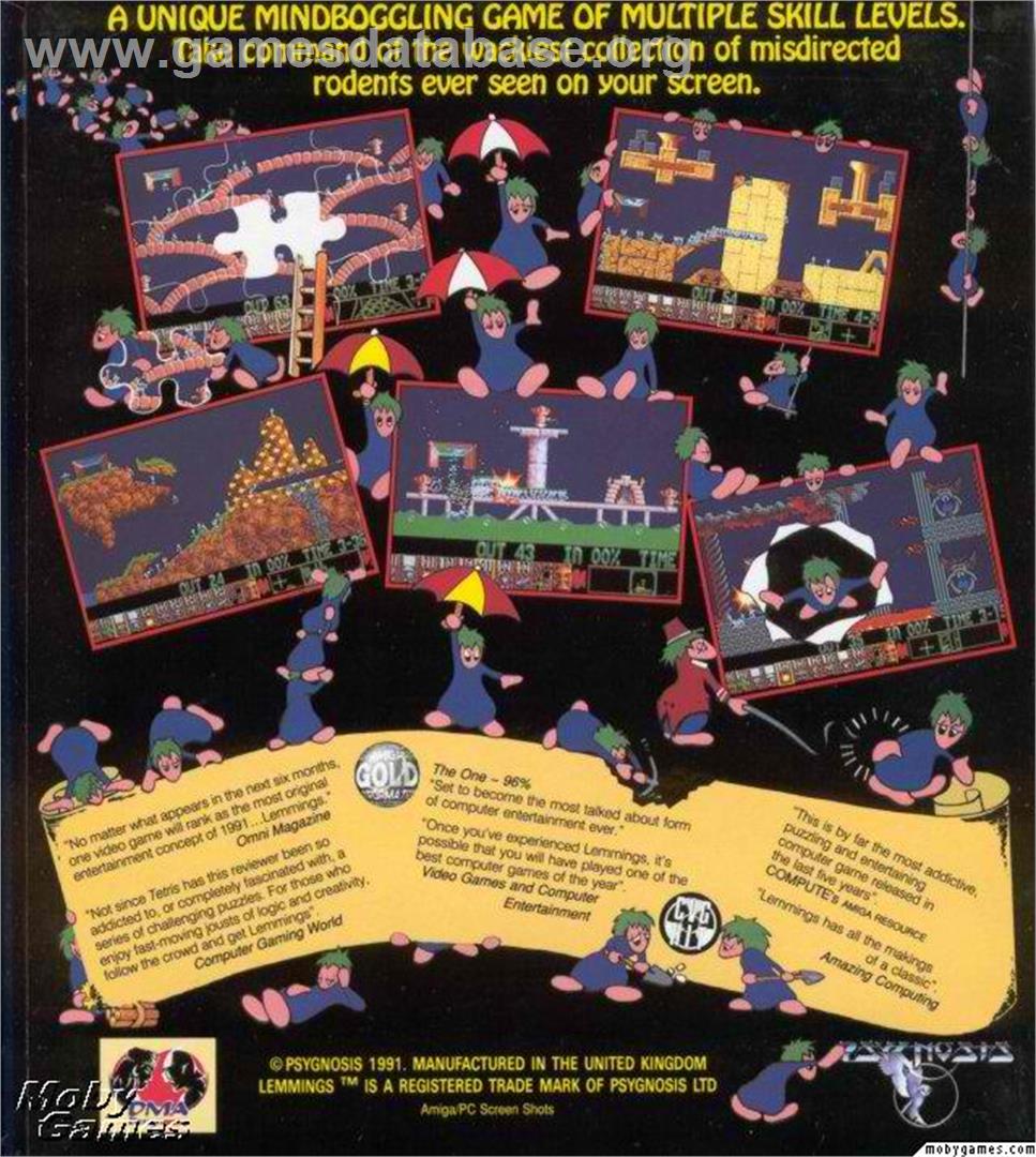 Lemmings - Microsoft DOS - Artwork - Box Back