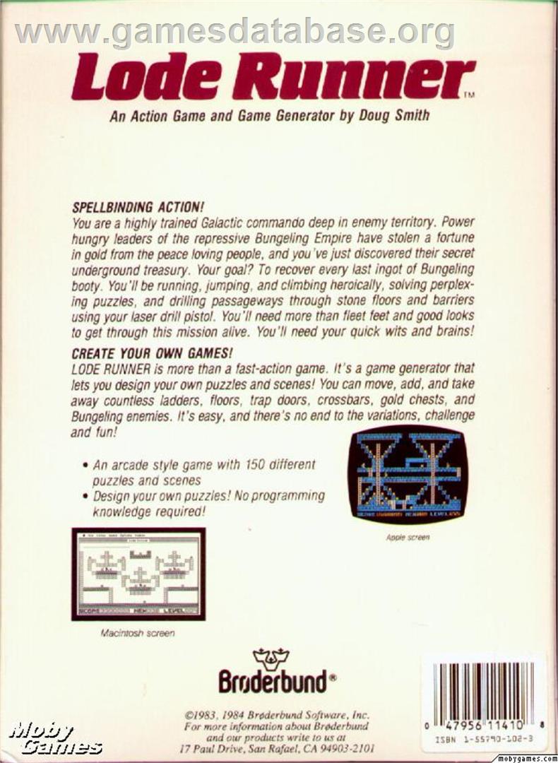 Lode Runner - Microsoft DOS - Artwork - Box Back