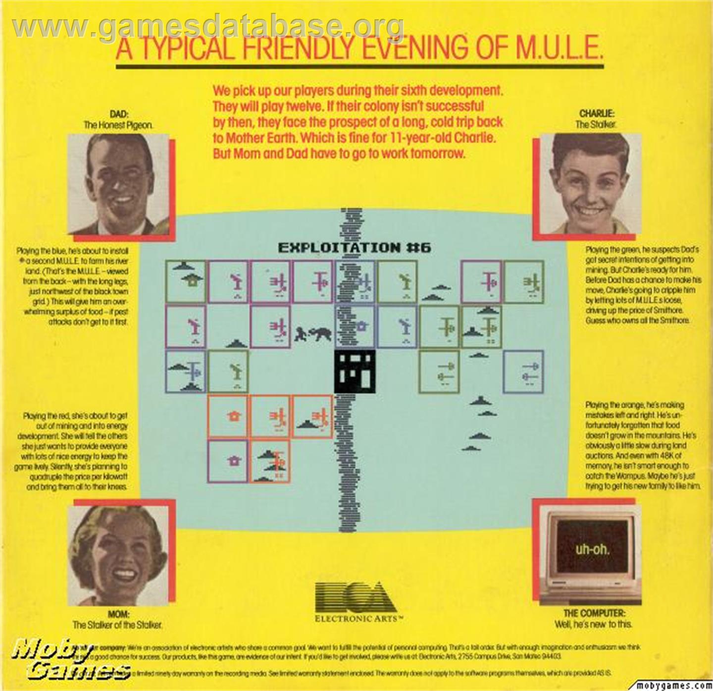 M.U.L.E. - Microsoft DOS - Artwork - Box Back