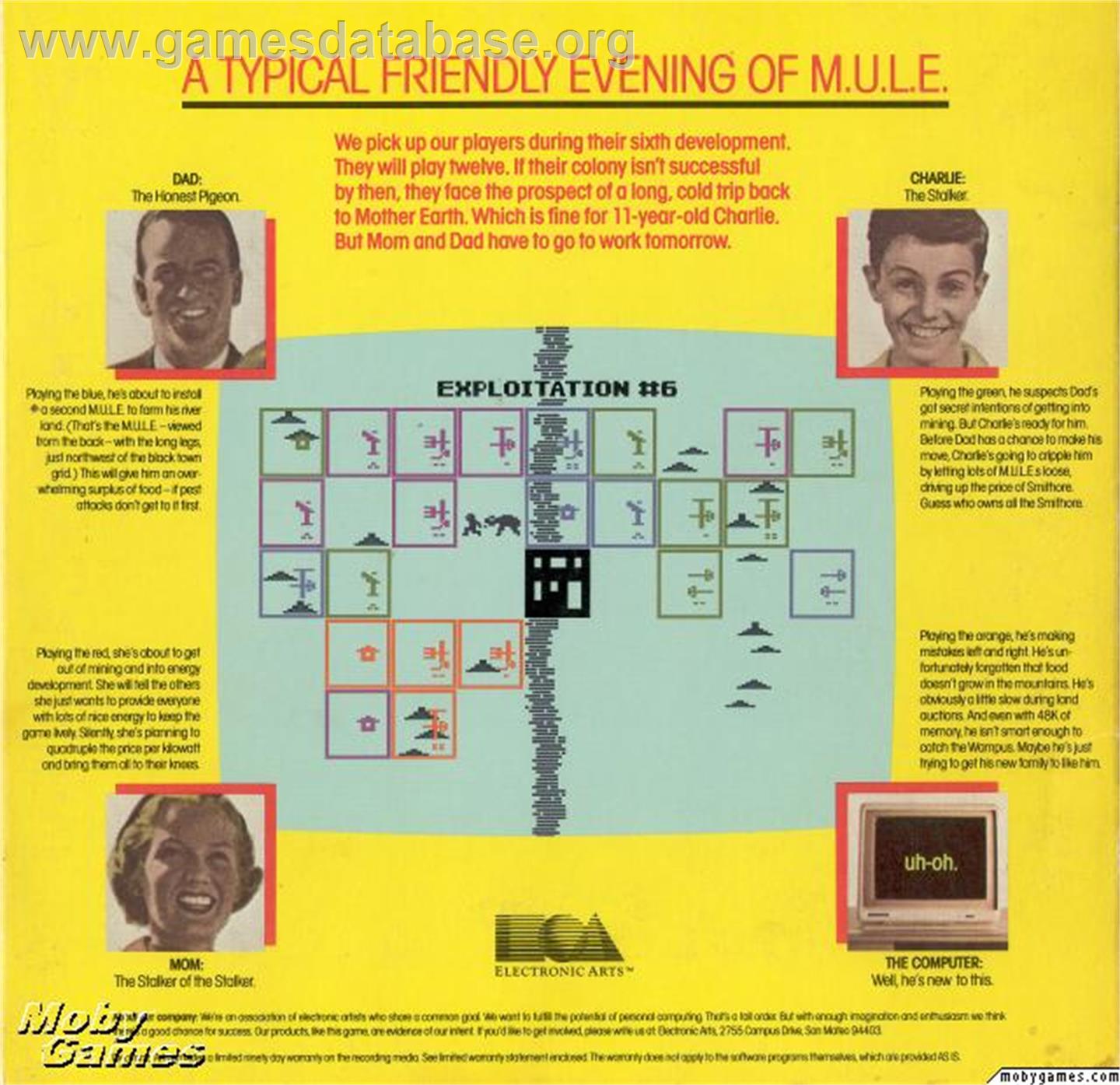MULE - Microsoft DOS - Artwork - Box Back