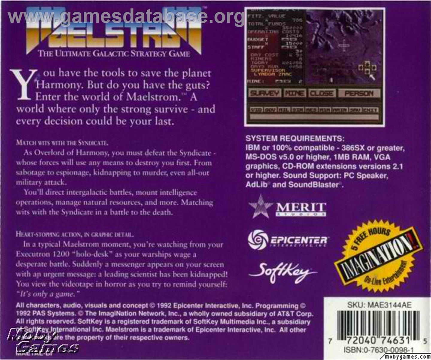 Maelstrom - Microsoft DOS - Artwork - Box Back